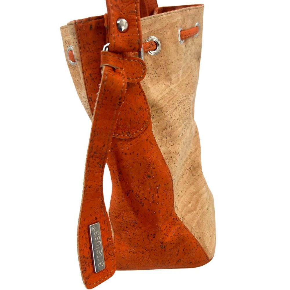 Artelusa 100% Cork bucket bag purse orange Portugal neutral boho - Picture 3 of 11